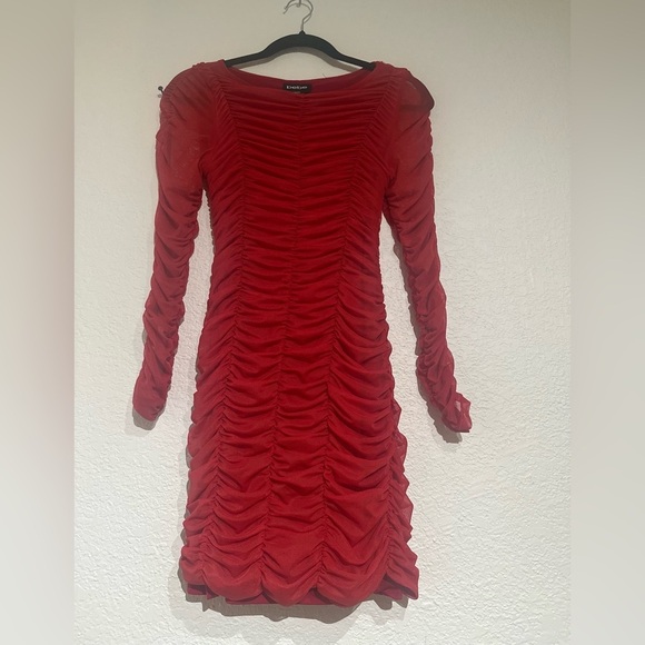 BEBE | Y2K Red Ruched Mini Dress size S - Picture 3 of 5